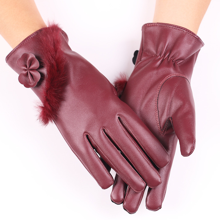 Women premium sheepskin leather gloves warm winter velvet lining cozy cold weather protection