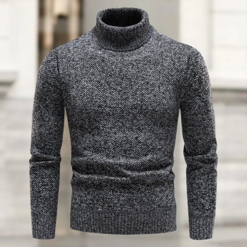 Unisex midweight turtleneck knit sweater soft textured weave minimalist silhouette everyday warmth