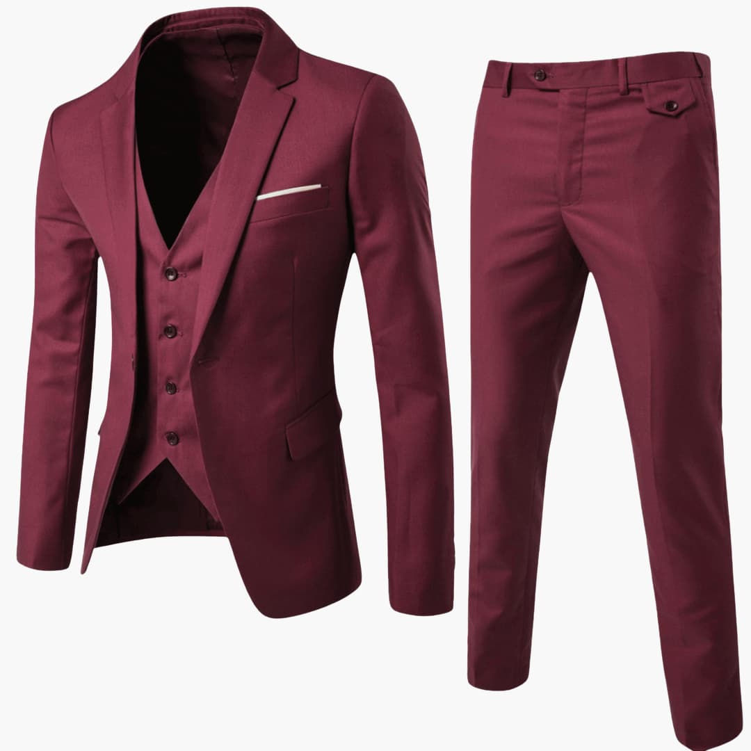 Men's three-piece suit set jacket vest pants formal office wear premium tailored craftsmanship