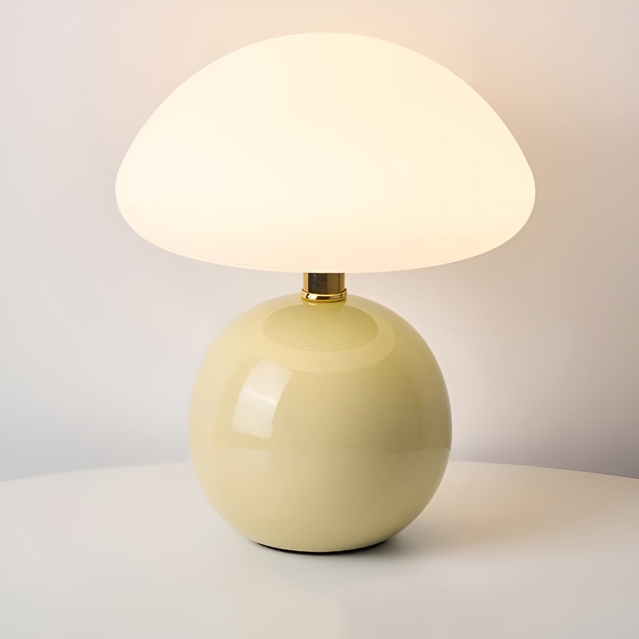 Modern mushroom ceramic table lamp three color modes warm neutral cool white sculptural base cozy decor