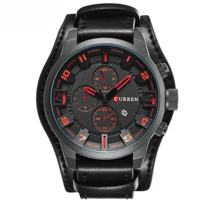 Men's Logan chronograph leather watch brown strap three sub-dials scratch resistant everyday wear