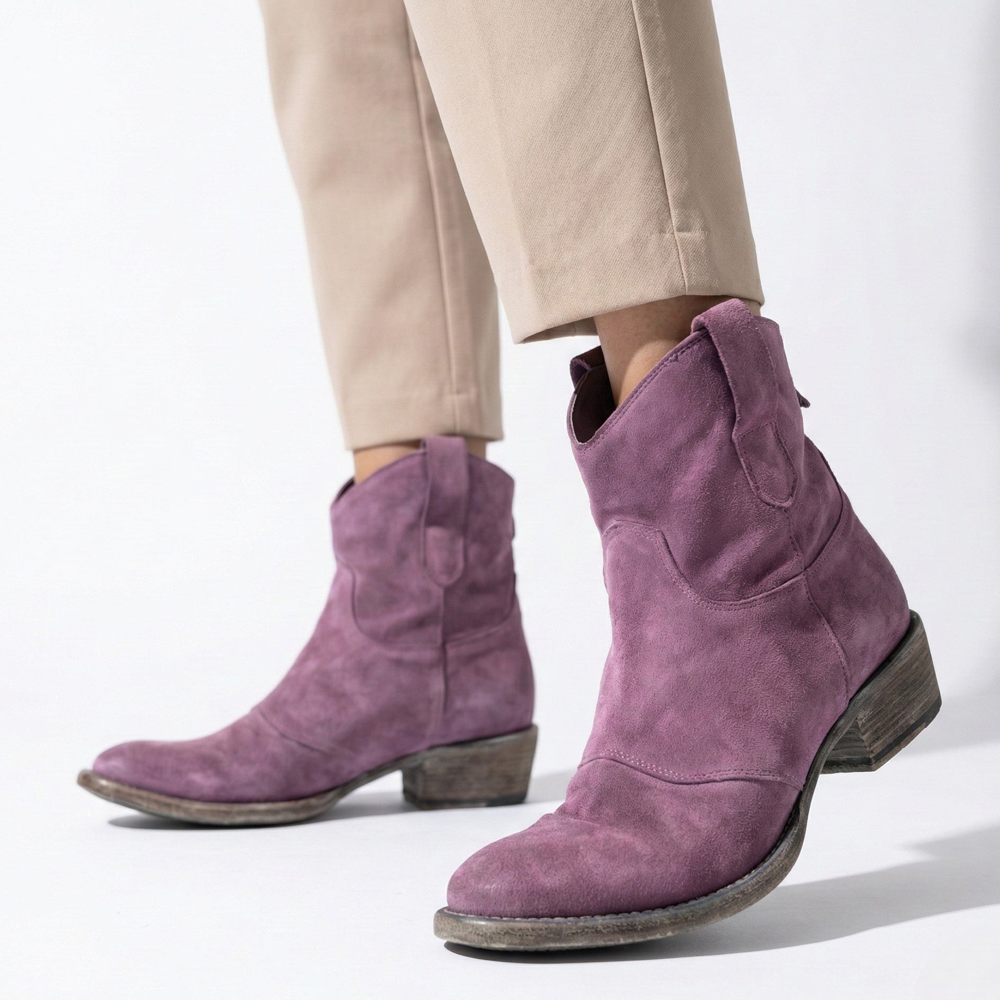 Women's western ankle boots pointed toe city-ready everyday comfort stylish versatile brown leather