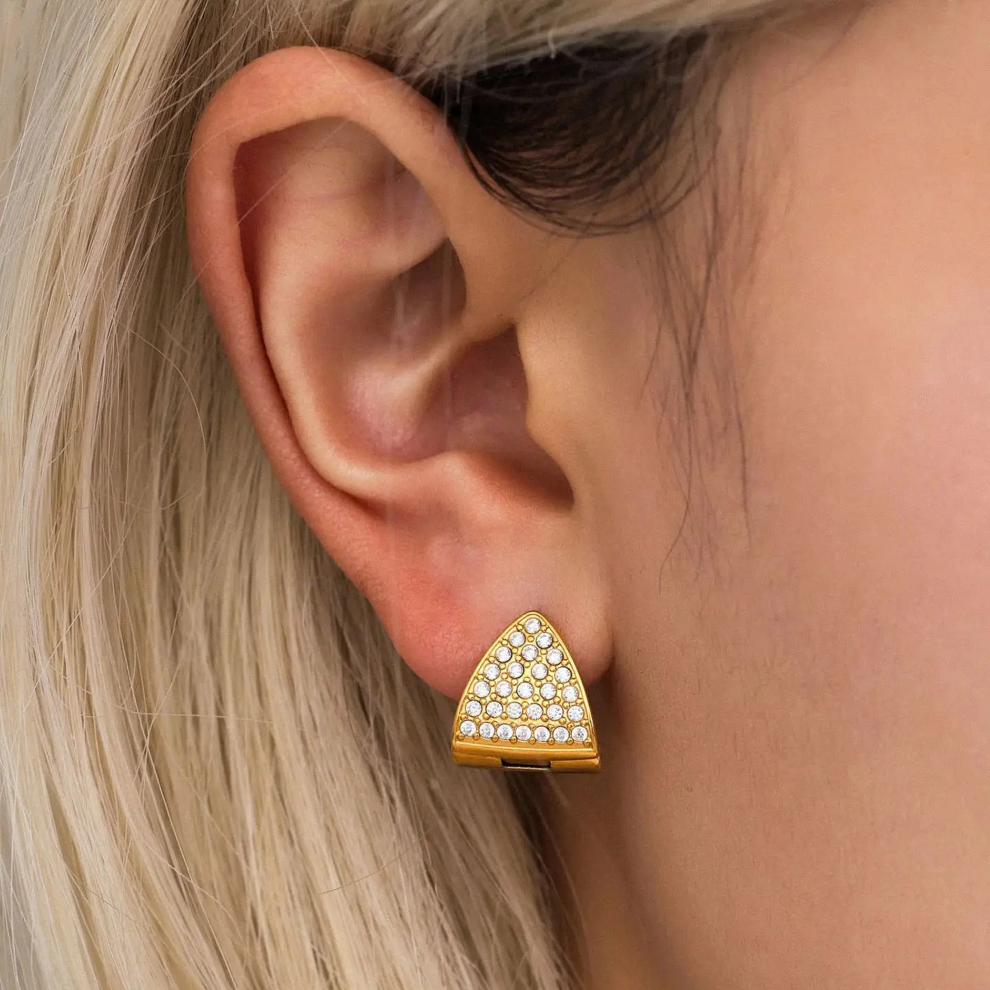 Zira pavé crystal ring and earrings set gold silver plated stainless steel geometric elegant jewelry duo