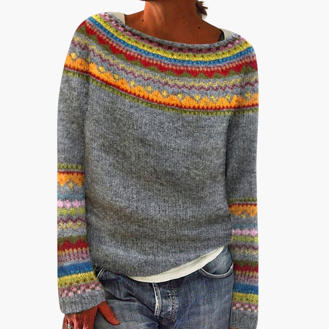 Women's textured stripe knit sweater, round neck ribbed trim, cozy regular fit everyday style