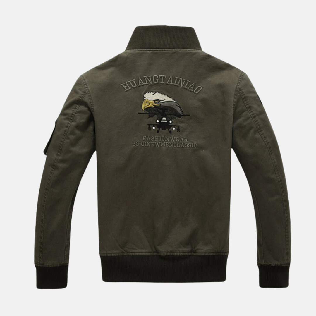 Men's slim fit bomber jacket plush lining embroidered patches Nordisk Flair rugged style