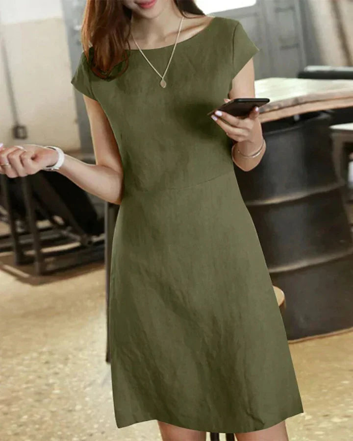 Women's elegant summer dress with delicate sleeves, lightweight breathable fabric, feminine silhouette