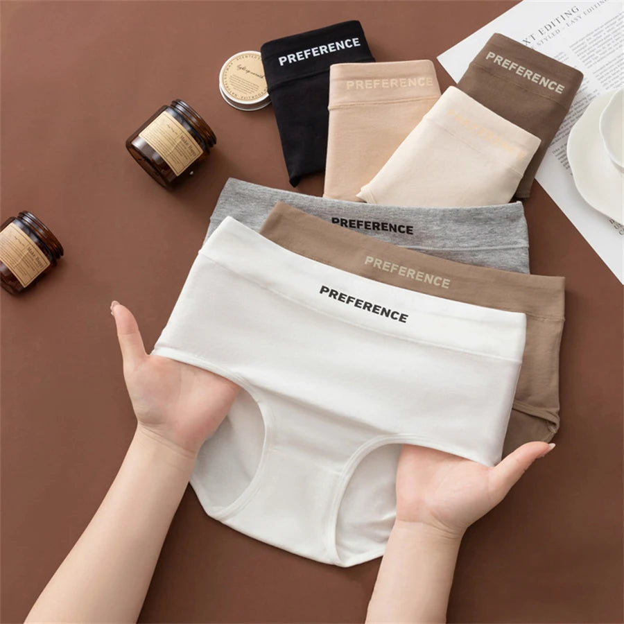 Women's high-rise seamless cotton briefs set, ultra-soft breathable gusset, smooth invisible fit