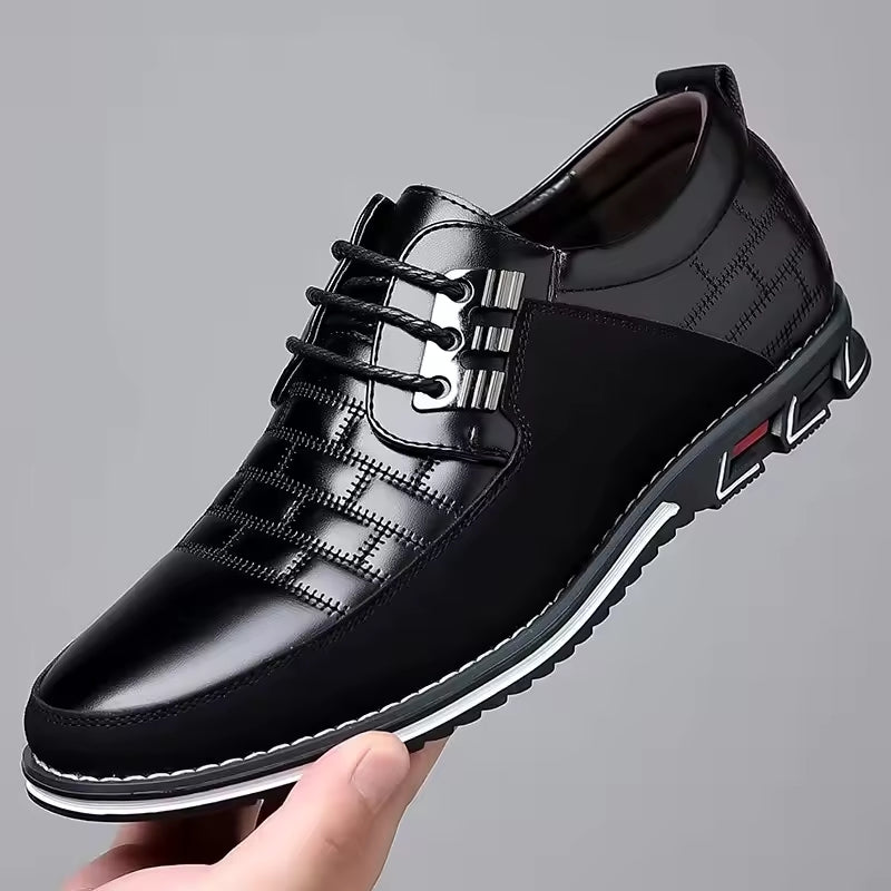 Orsten black full-grain leather oxford shoes with premium stitching and performance comfort sole