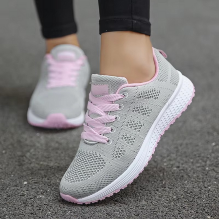 Urbann-Vibe women's breathable mesh vulcanized sneakers lightweight white low-top casual city style