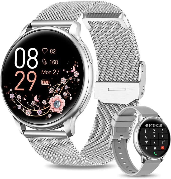 Women's elegant smartwatch with health tracking, sleep monitoring, and premium performance design