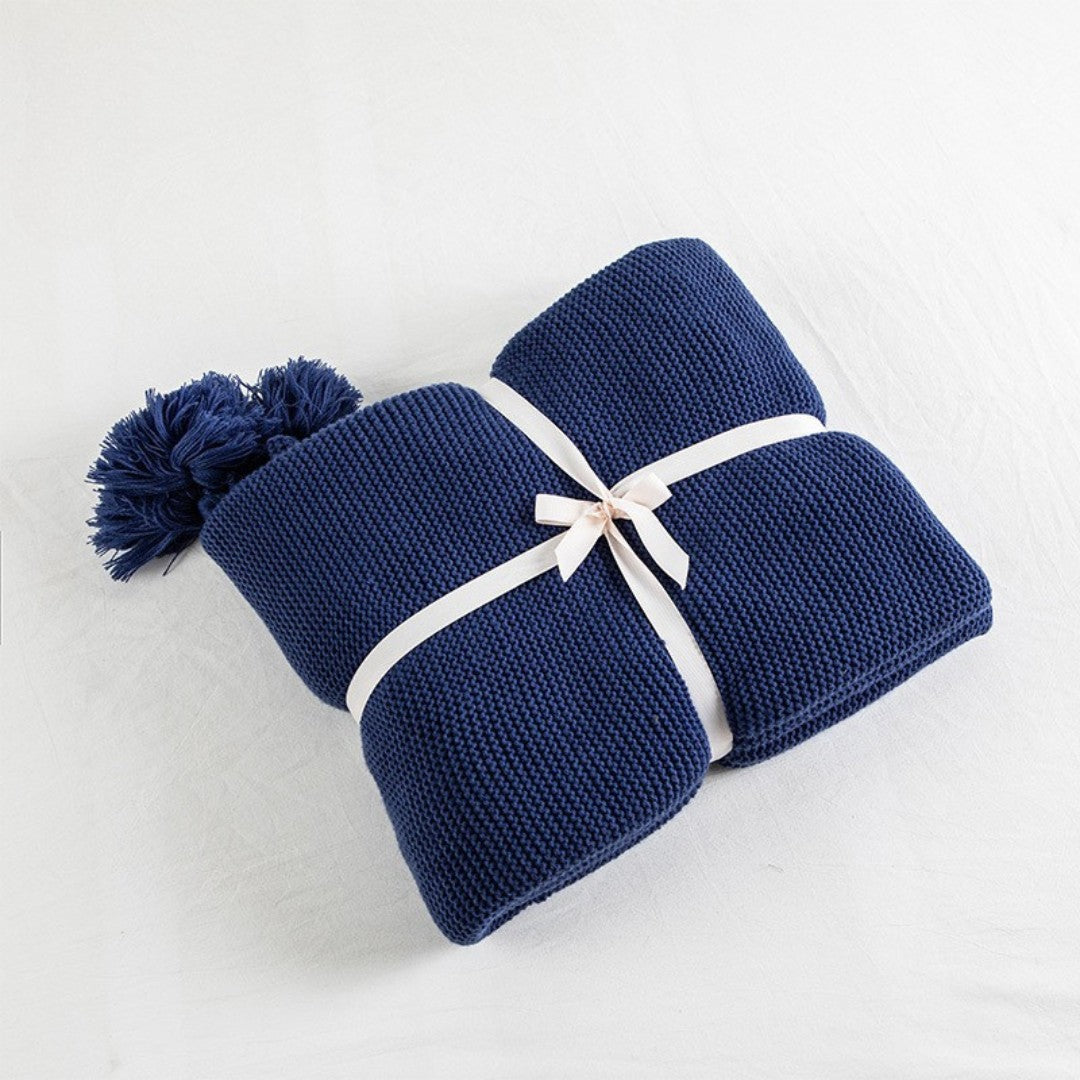 Mustard chunky knit throw blanket 51x63 soft breathable minimalist style for cozy living rooms
