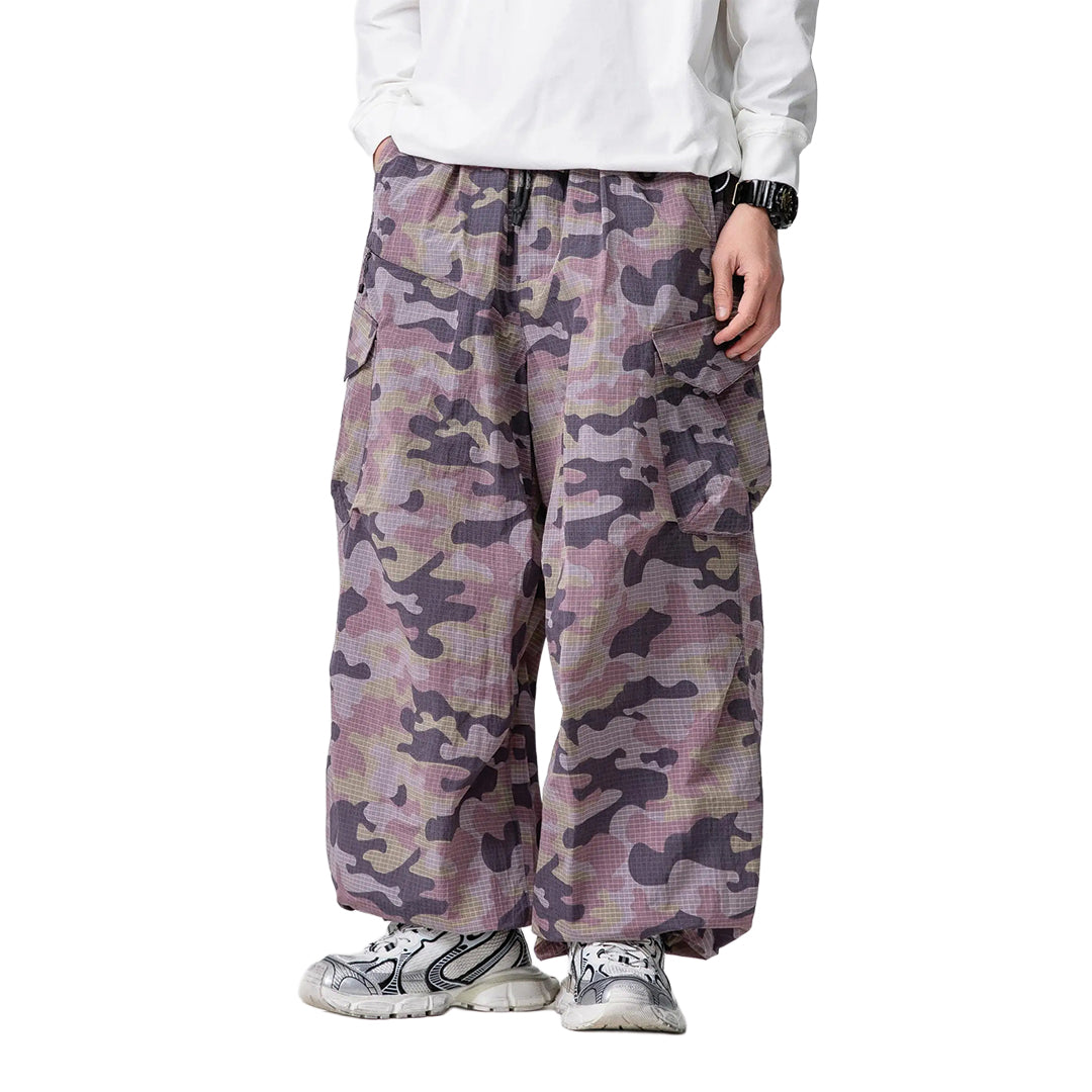 Camouflage cargo pants waterproof featherlight nylon drawcord hem outdoor city style