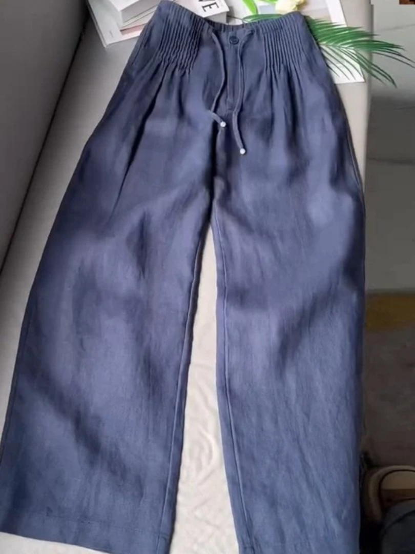 Women's relaxed wide-leg drawstring pants comfortable everyday fit with elastic waistband
