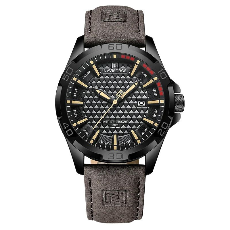 Orbinum NF quartz watch brown leather strap calendar date display 3ATM water resistant classic dial