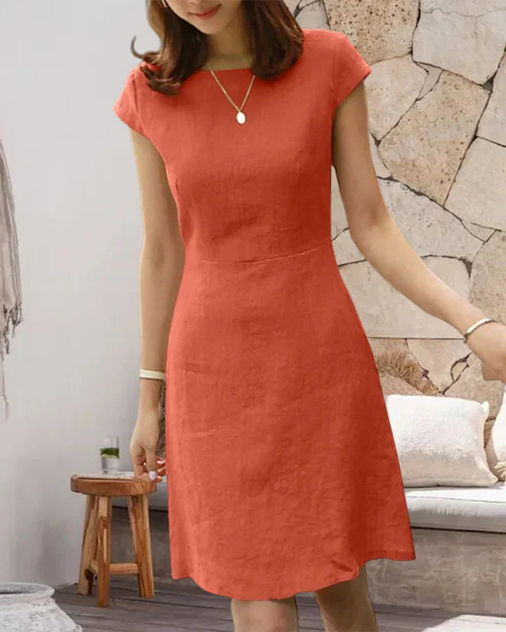 Women's elegant summer dress with delicate sleeves, lightweight breathable fabric, feminine silhouette