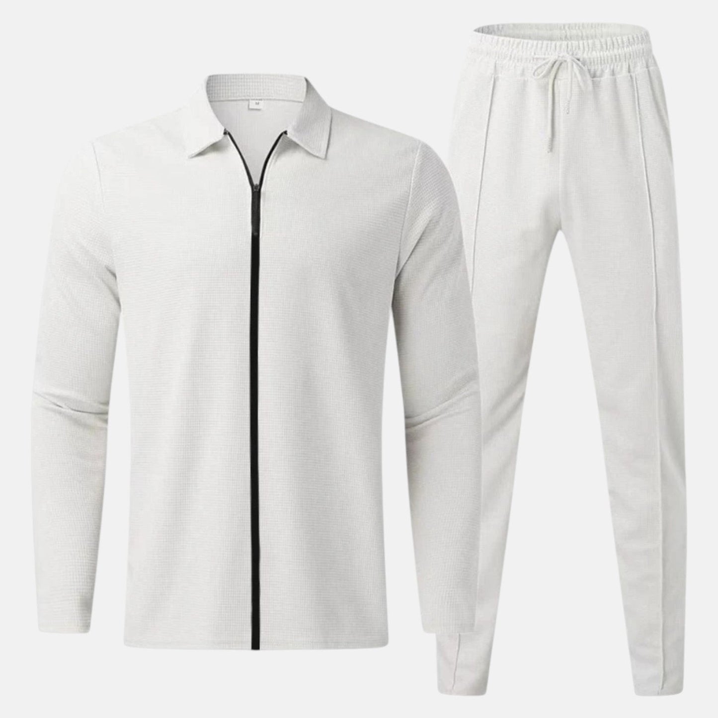 Men's white winter training suit slim modern cut with flexible comfort for indoor sessions