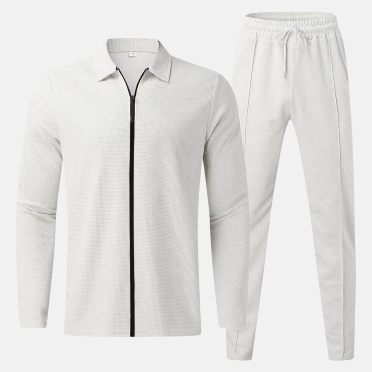 Men's white winter training suit slim modern cut with flexible comfort for indoor sessions