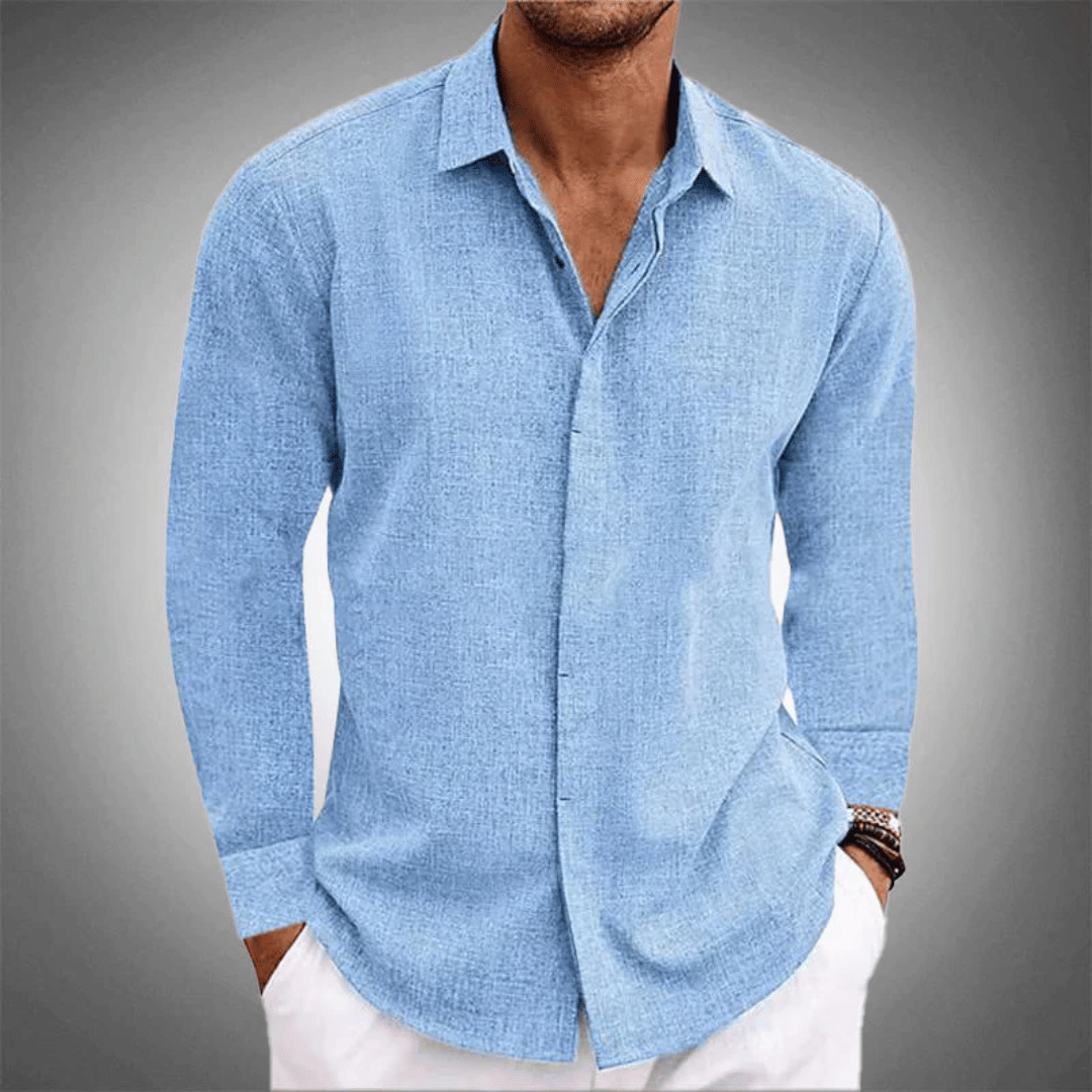 Nordic Flair men's breathable cotton blend long sleeve button front shirt regular fit casual office