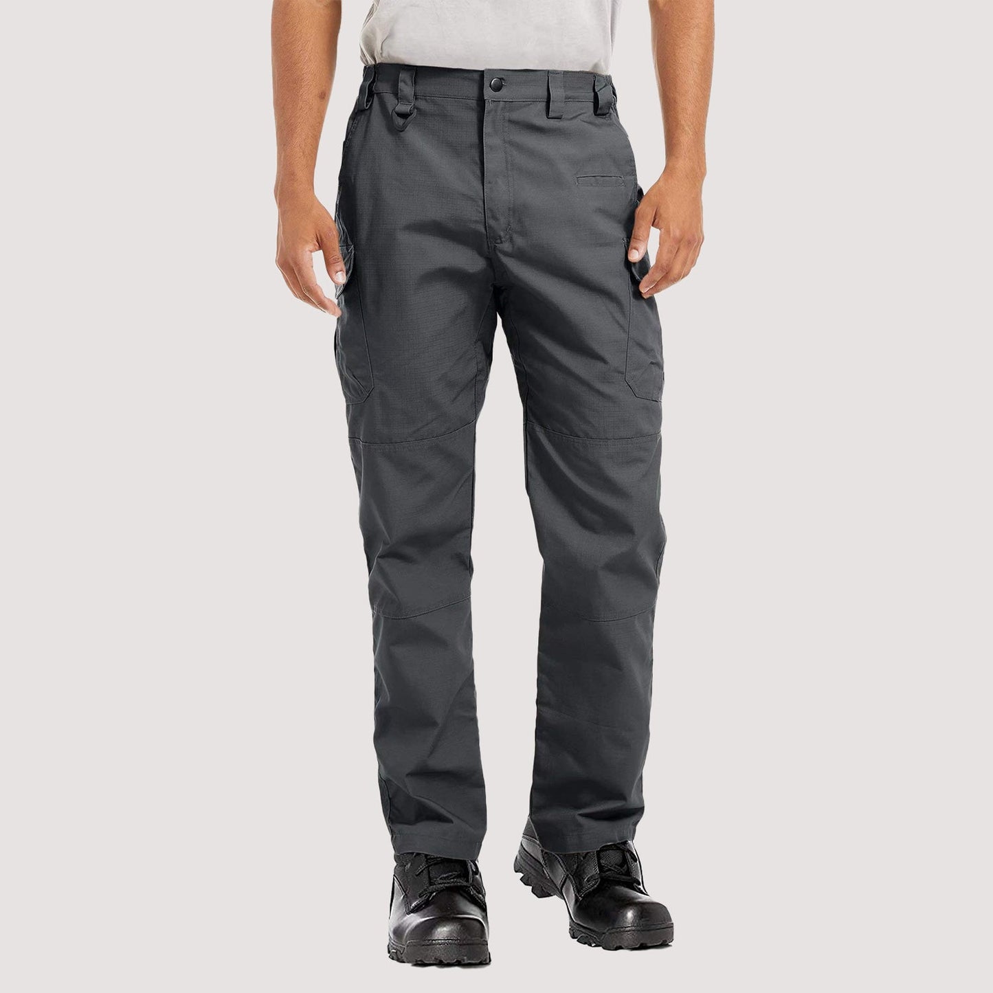 Men's tactical cargo pants ripstop water-resistant 9-pocket olive workwear outdoor durable straight fit