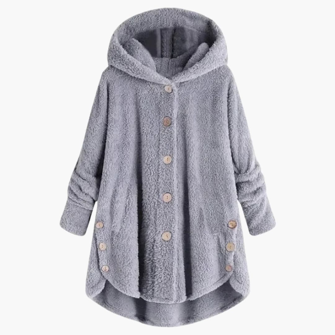 Women's hooded jacket with button closure, rounded hem, in a relaxed everyday fit for versatile layering