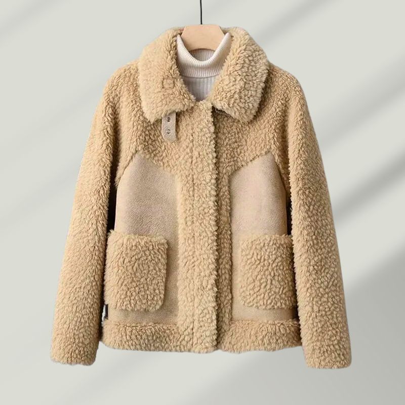 Marc Calvay unisex lamb wool blend coat in plush finish, warm oversized silhouette for winter