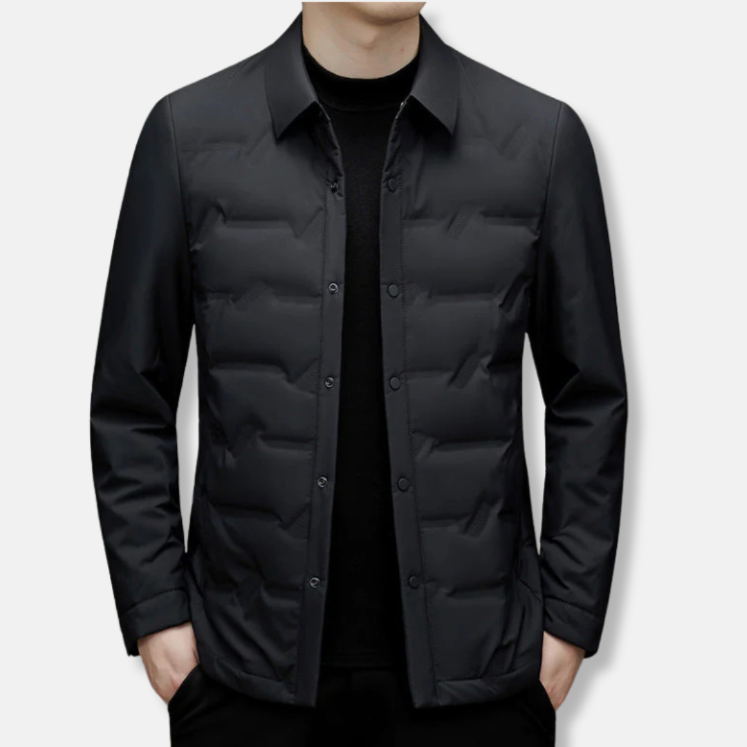 Men's slim fit waist-length quilted down jacket water-resistant urban style in neutral tone