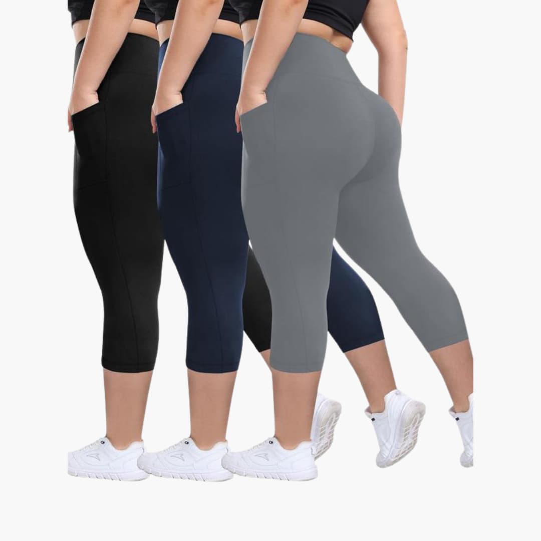 Women's high-waist capri leggings set breathable stretchy fabric sleek silhouette all-day comfort