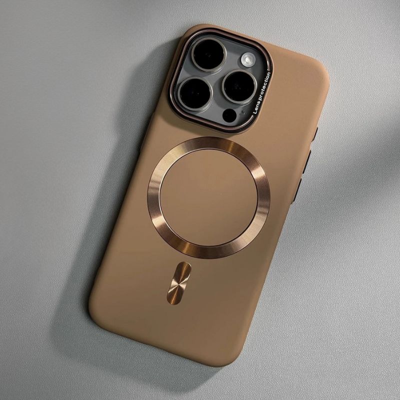 MagSafe iPhone case matte finish metal detailing shockproof shielding durable tech protection