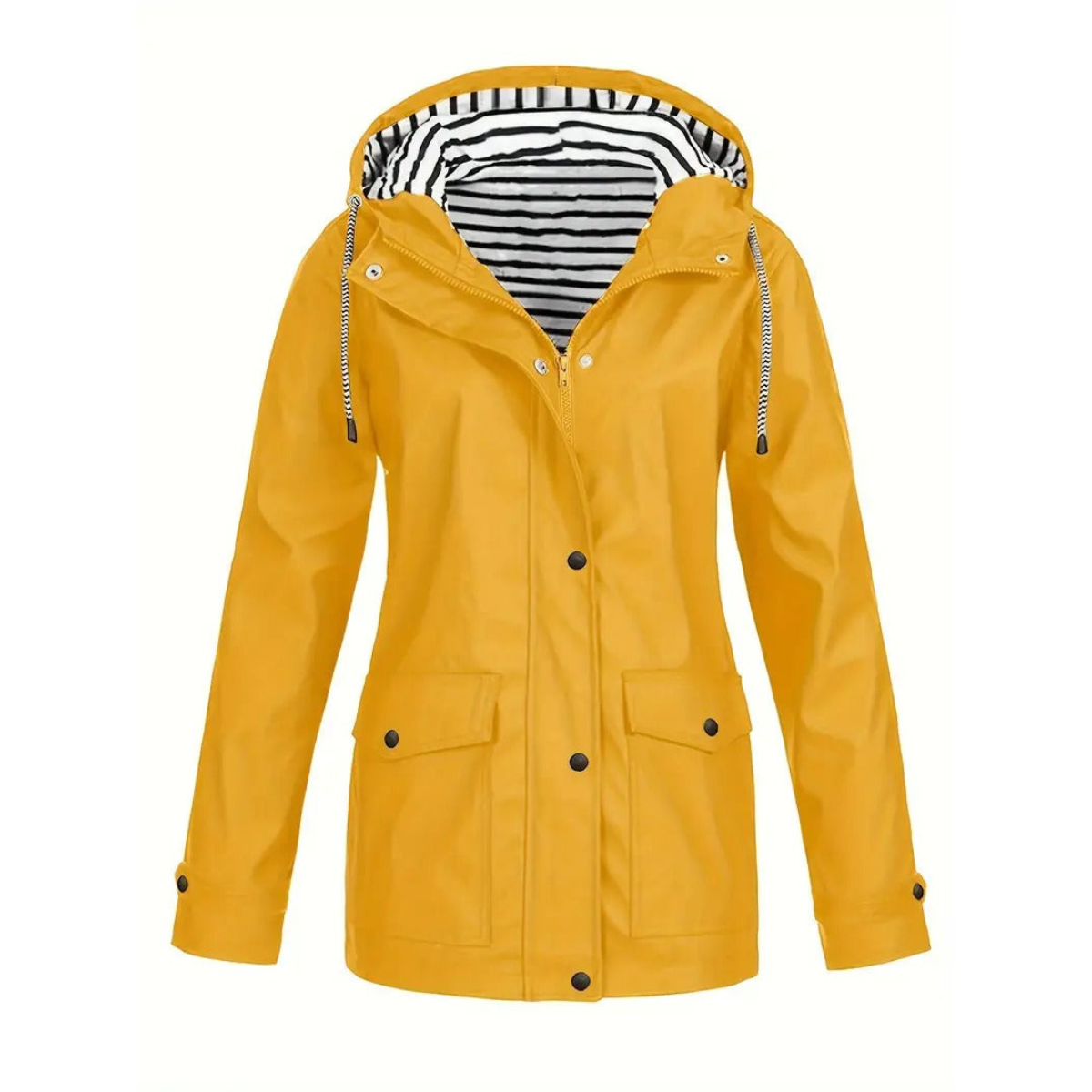 Women's adjustable hooded raincoat water-repellent drawstring waist all-weather protection everyday wear