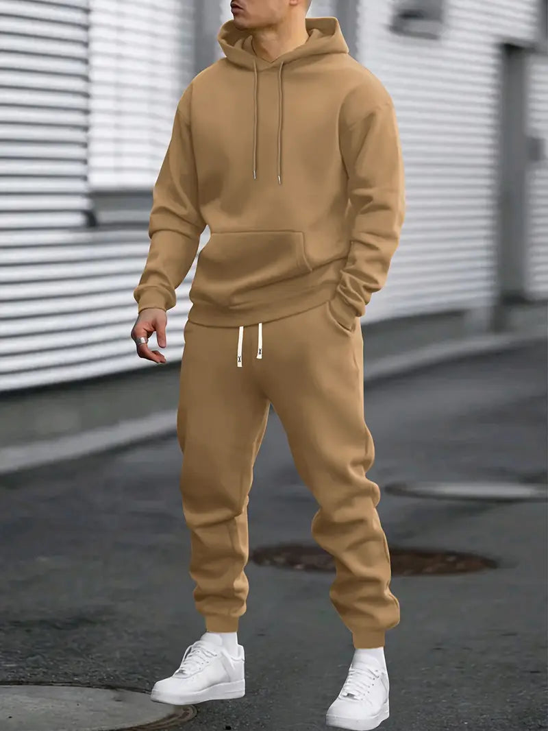 Men's casual gray sweater matching set with coordinated top and pants for effortless everyday style