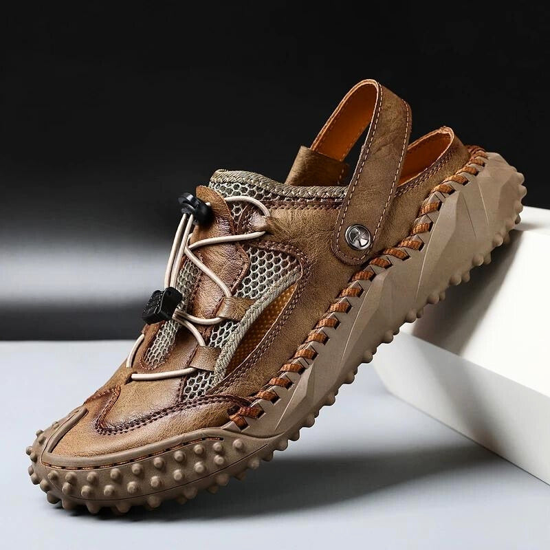 Draven lightweight leather trail sandals with protective toe cap and quick lace cord lock system