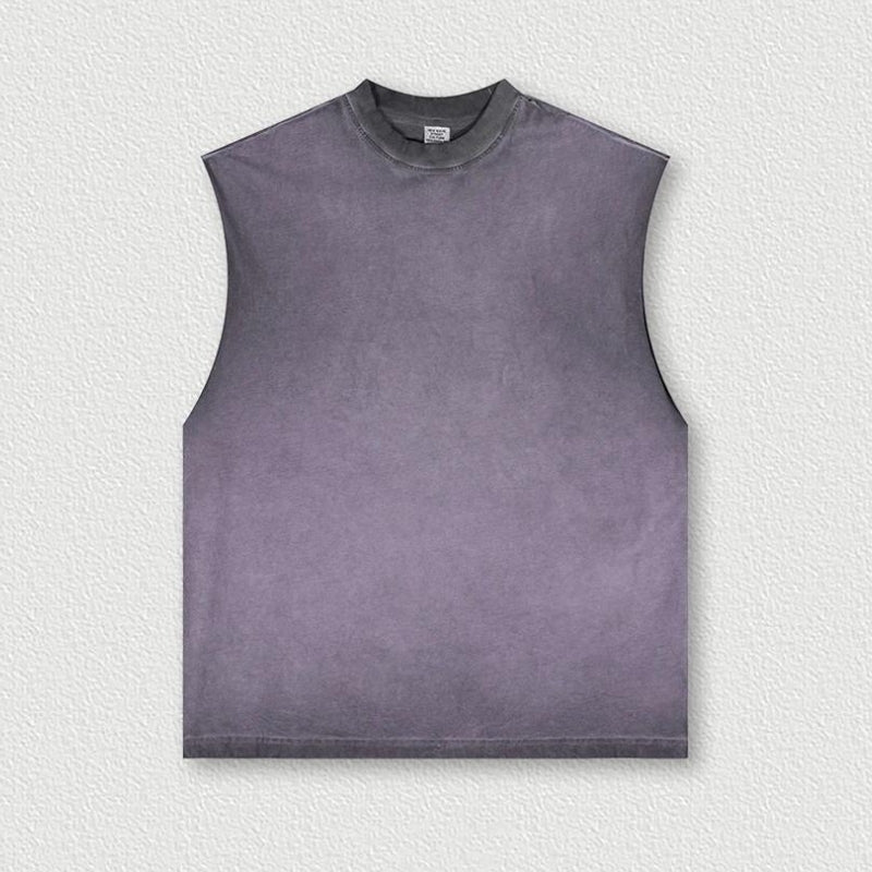 Unisex acid wash cotton tank top oversized crewneck sleeveless retro vintage workout fit