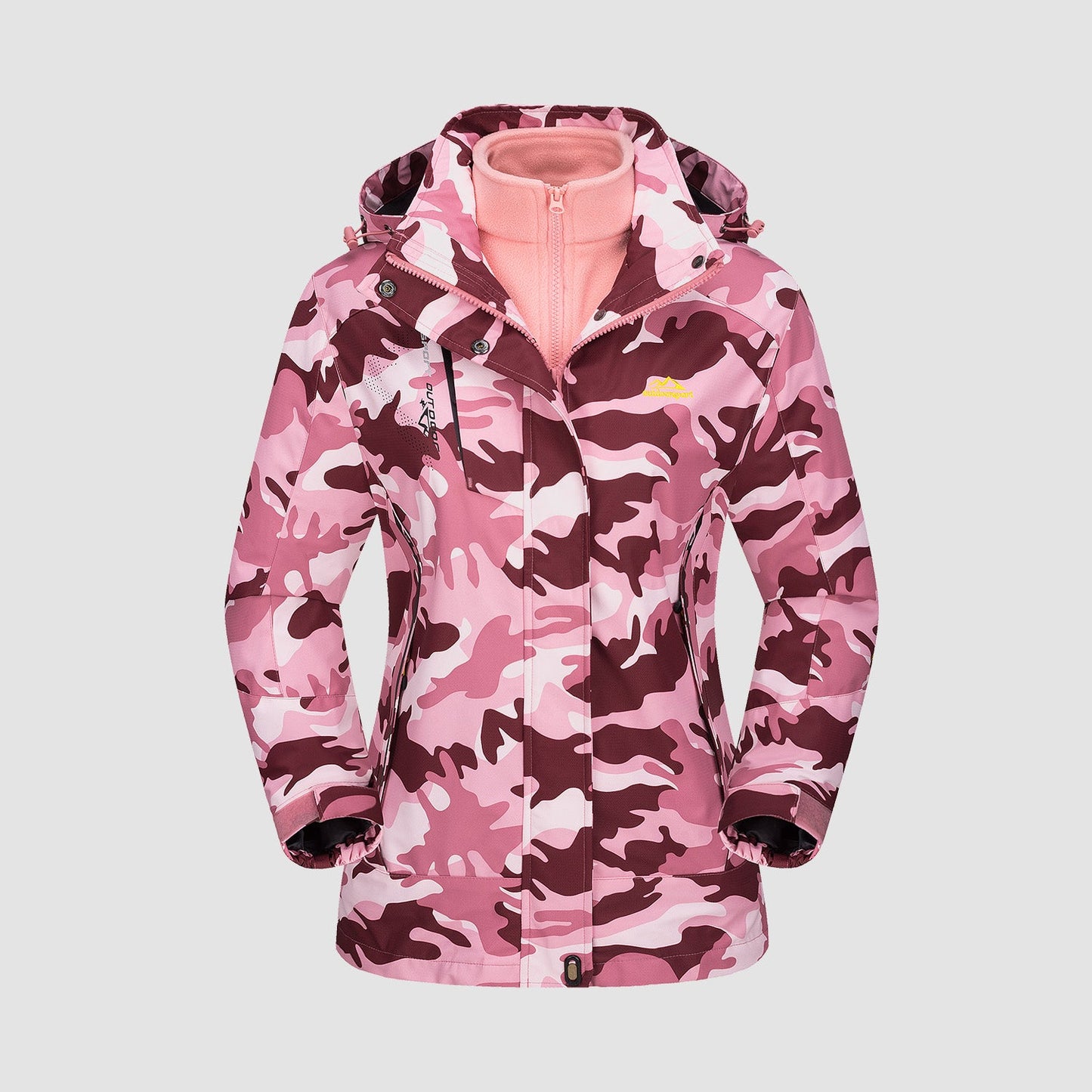 Women's black 3-in-1 waterproof ski coat with detachable fleece liner, windproof winter jacket
