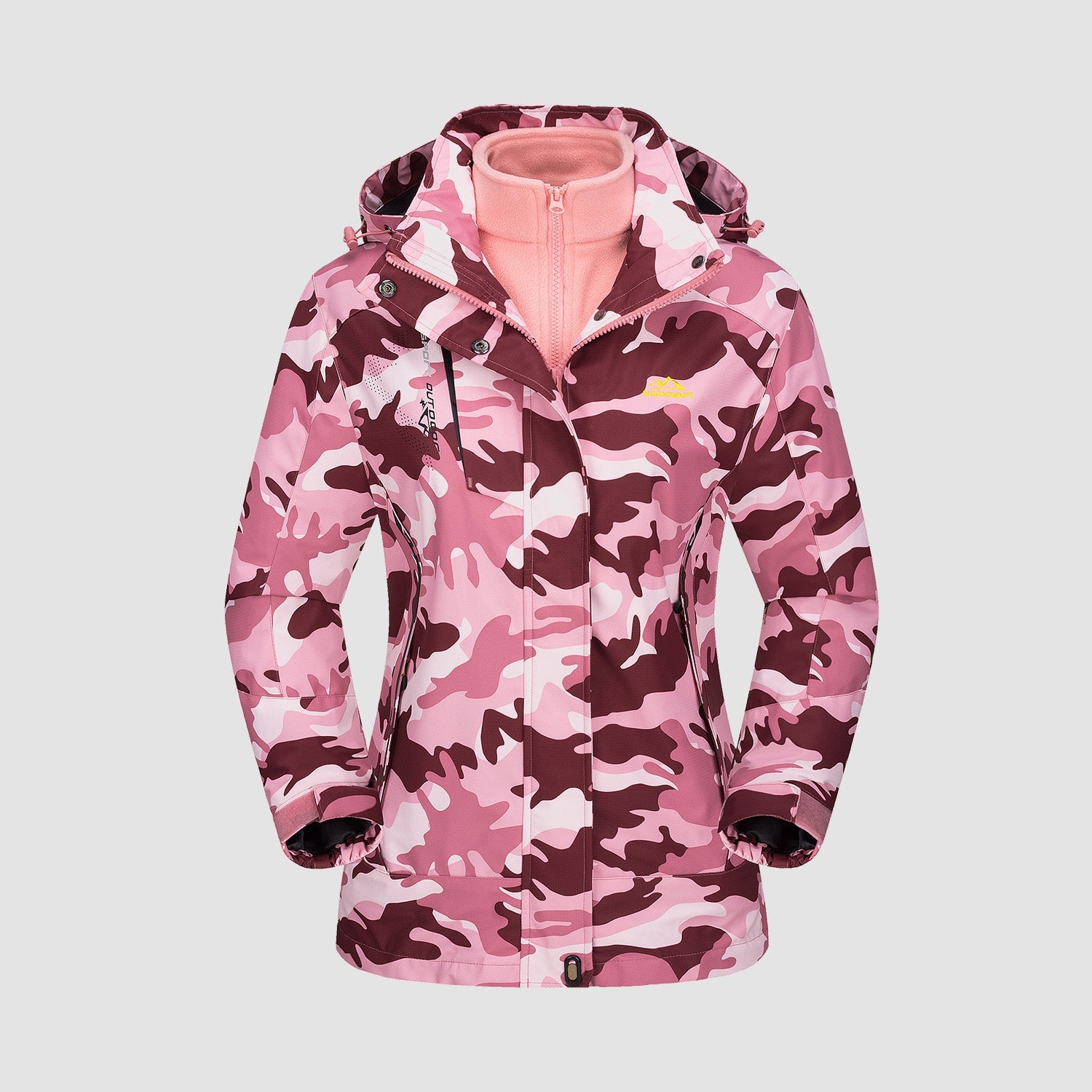 Women's black 3-in-1 waterproof ski coat with detachable fleece liner, windproof winter jacket