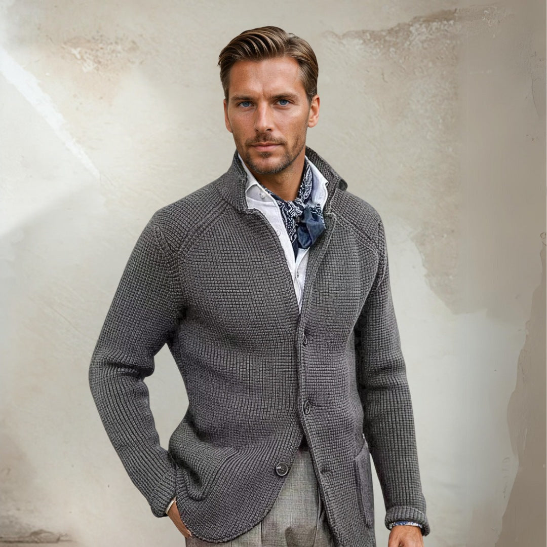 Men's charcoal wool blend tailored vest with button closure for sharp smart casual style