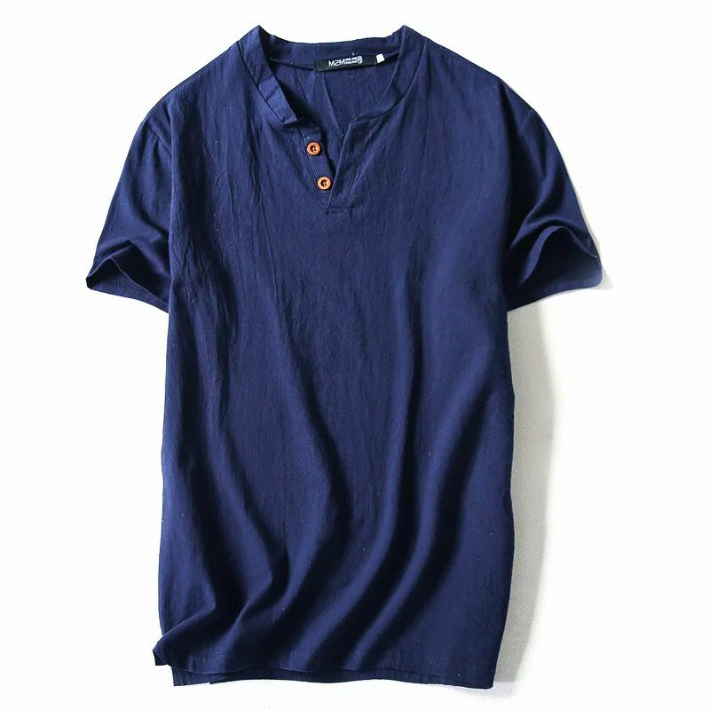 Unisex linen V-neck t-shirt lightweight breathable fabric casual everyday comfort warm weather style