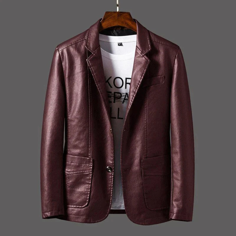 Men's black premium leather jacket timeless style versatile casual formal wear durable finish