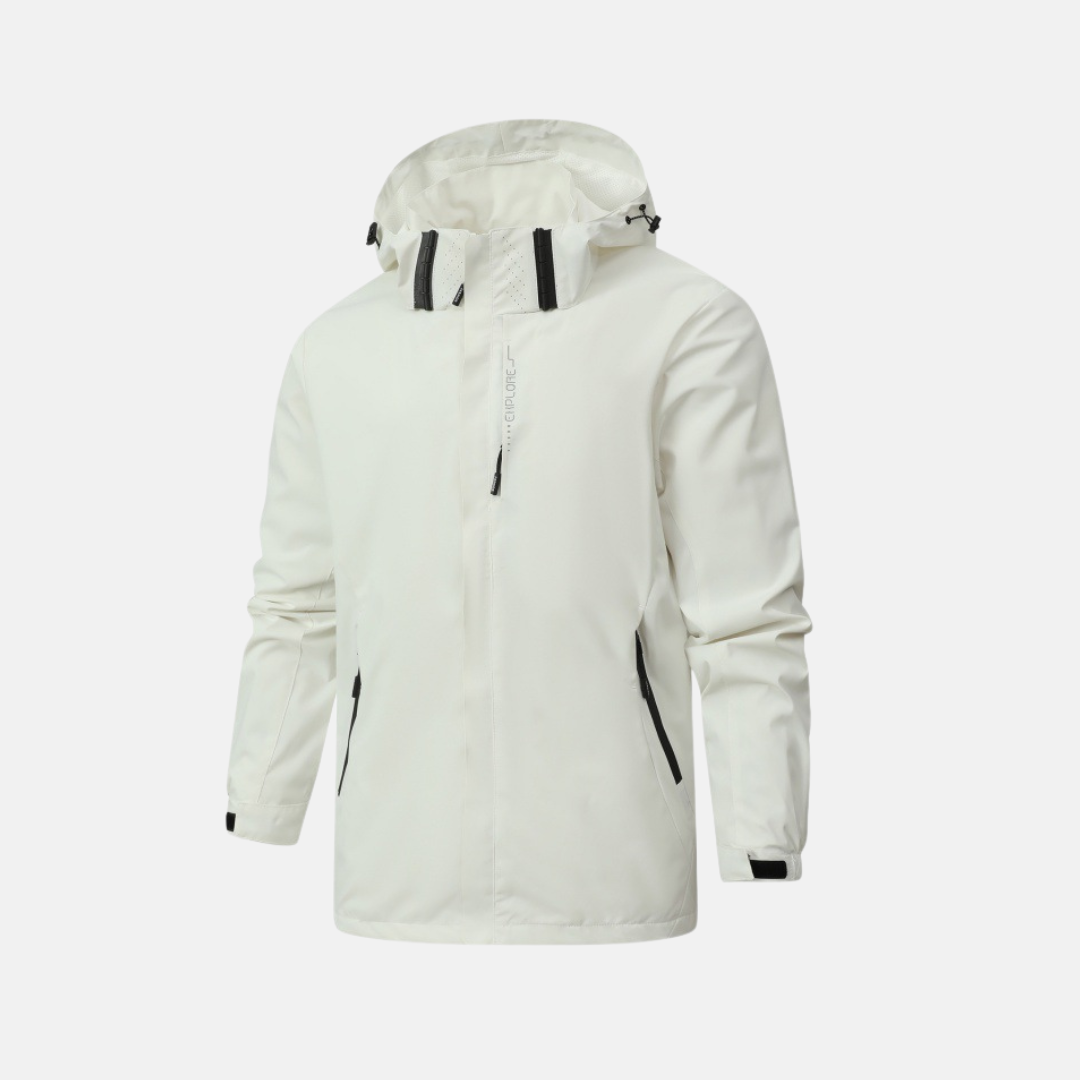 Men's weather-resistant outdoor jacket regular fit with adjustable hood and cuffs for hiking