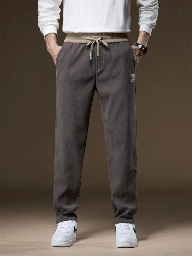 Brown relaxed fit joggers for men with drawstring waist and elastic waistband everyday comfort