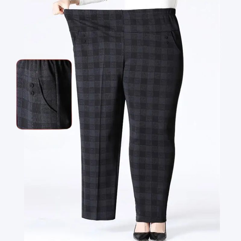 Ambria plus size high-rise fleece-lined trousers with flexible waistband for curvy fit