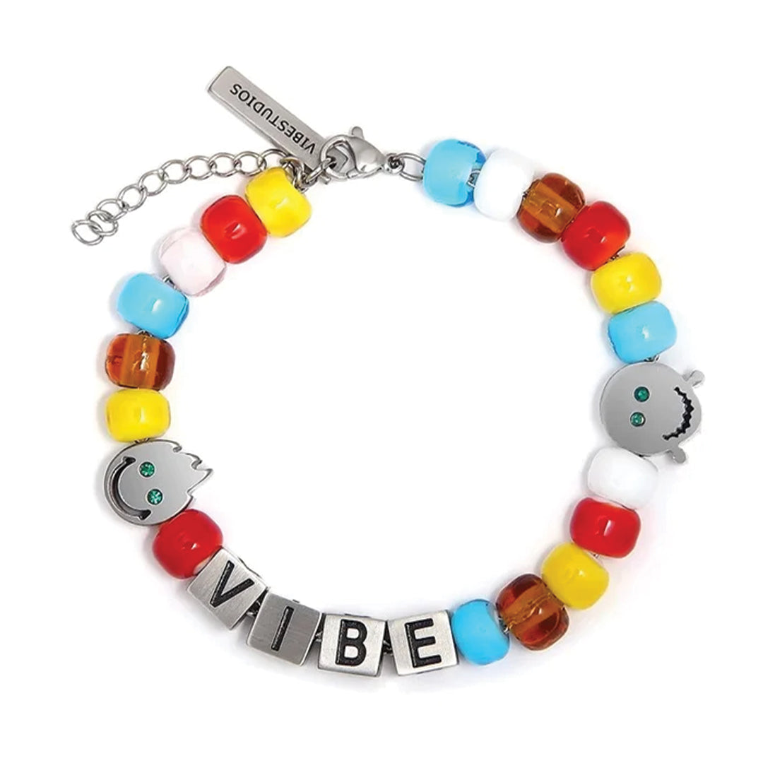 Casper Script bracelet gleaming silver-tone letters waterproof adjustable 21cm 12mm wide statement jewelry