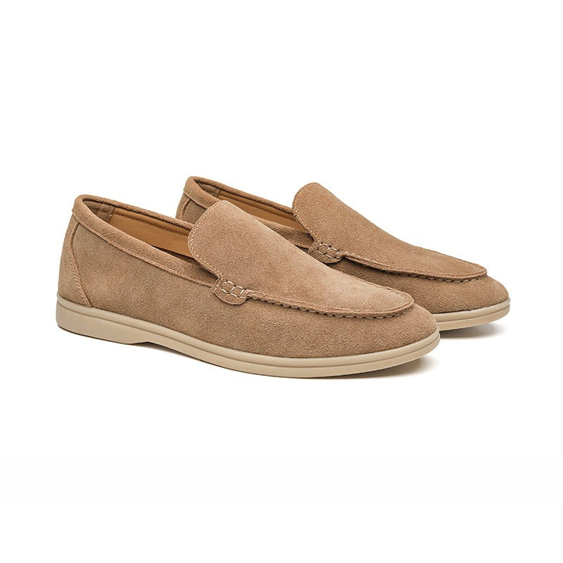 Men's brown suede loafers Milanese style slip-on with ergonomic fit and non-slip sole