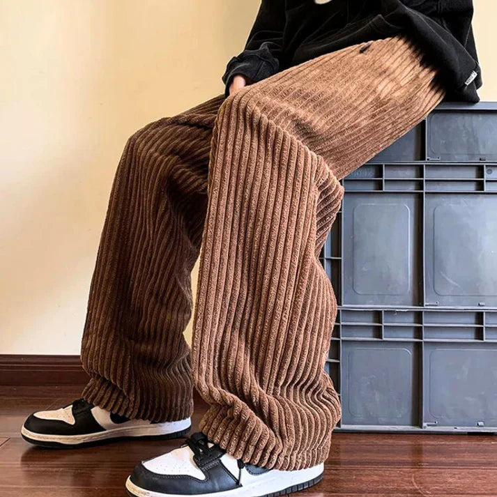 Kelen corduroy sweatpants unisex wide straight-leg lounge pants with adjustable drawstring waist