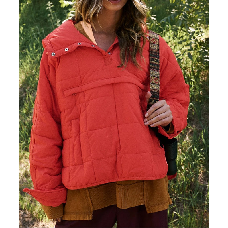 Lightweight quilted hooded pullover puffer jacket with PrimePuffer insulation and water-resistant finish