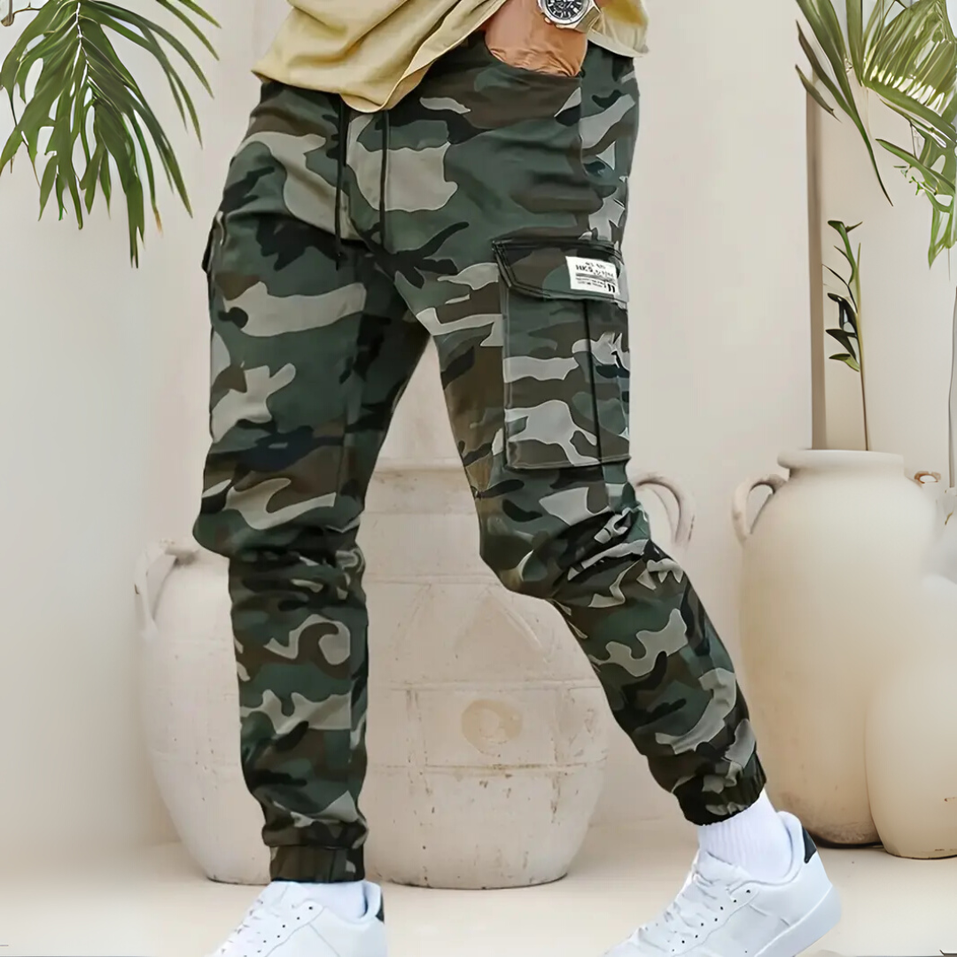 Tyler camouflage cargo pants relaxed fit with multiple utility pockets for outdoor adventures
