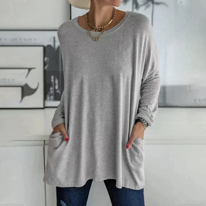 Women's winter tunic long-line cut elegant embellished details cozy layering style flattering fit