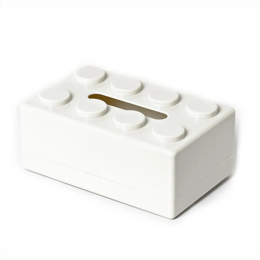Bright ABS plastic nostalgic block-style tissue holder, durable colorful desk organizer for home decor