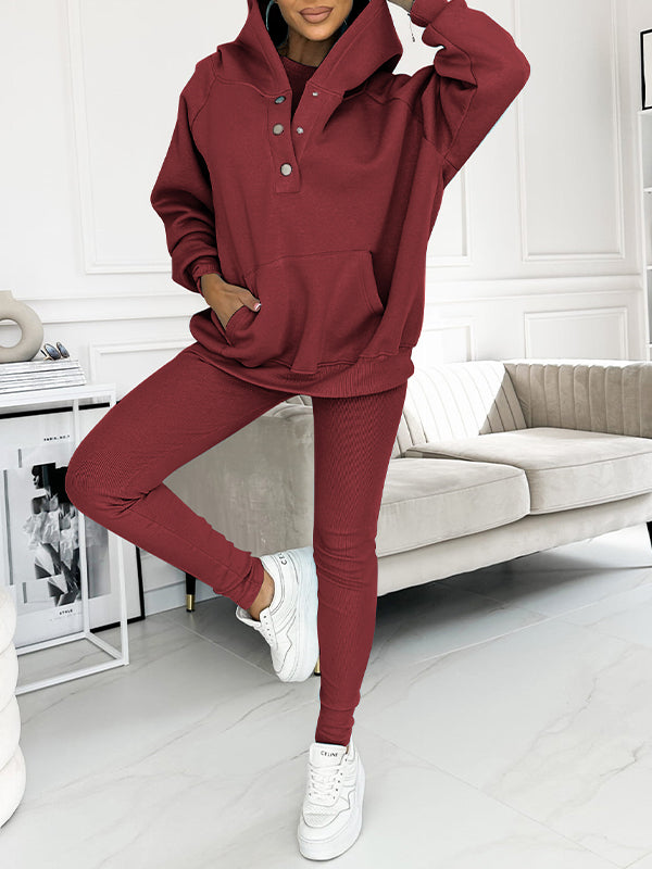 Gray unisex three-piece sweatshirt set with vest, long-sleeve top, and pants cozy loungewear fit