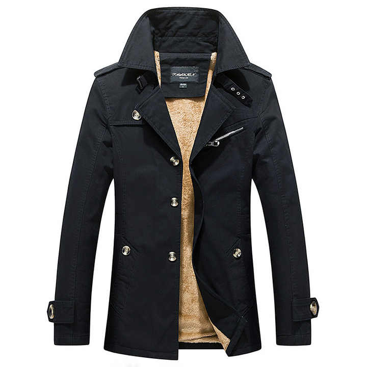 Basile men's fitted wool winter coat navy business professional tailored silhouette