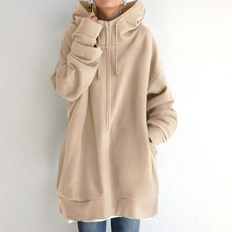 Women's oversized winter hoodie jacket Cassandra in cozy fit with warm insulated layering design